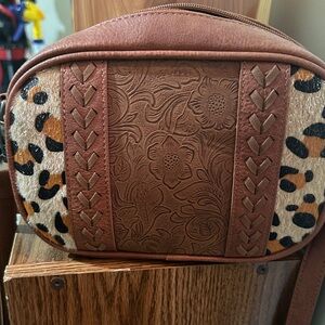 Montana West Brown and Tan Floral Crossbody Bag